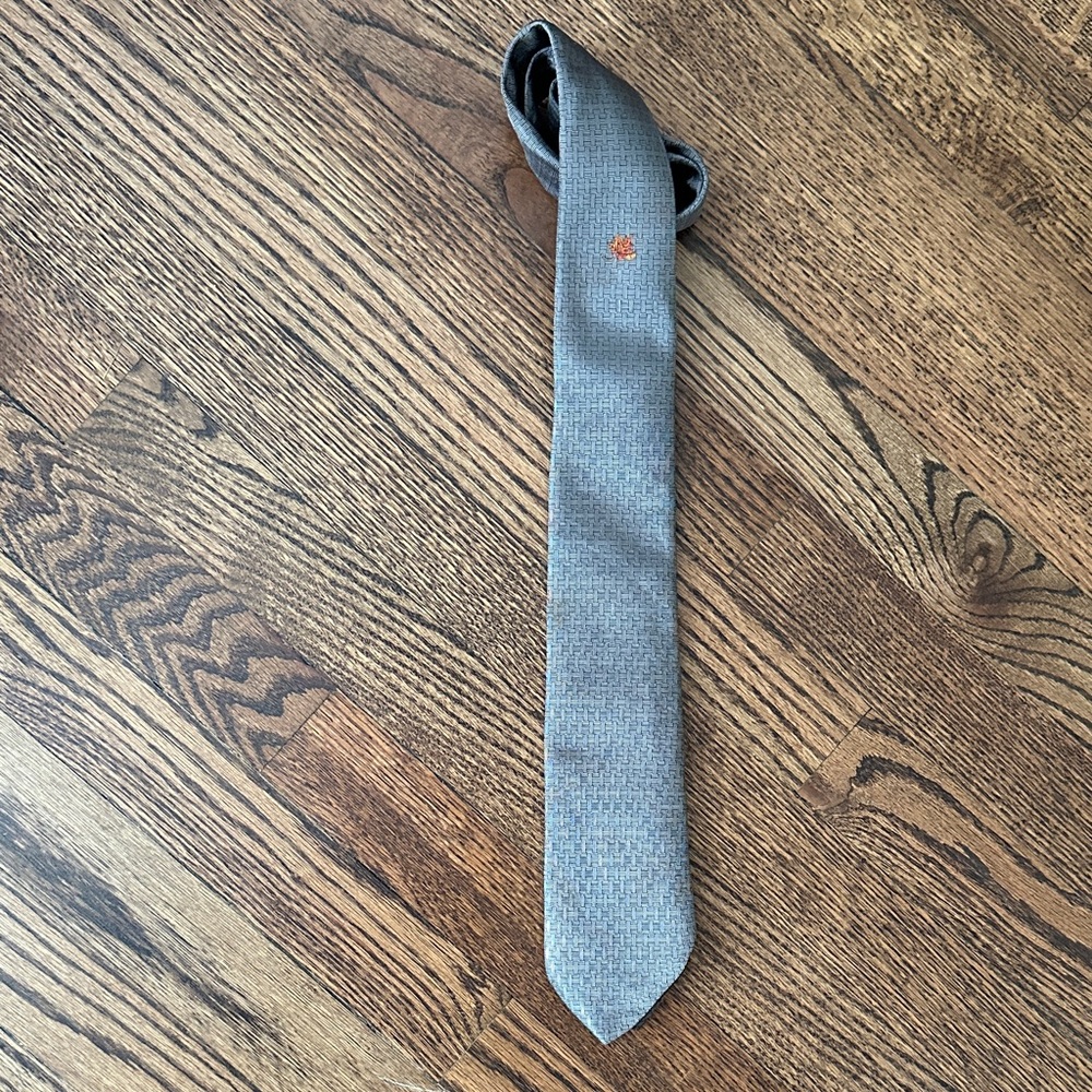 Hermes Gray Tie with Orange Accent